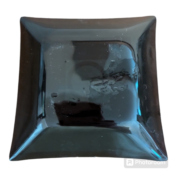 Vintage Aldon Black Glass Square Tray Candy Trinket Dish Greek Roman 6 - Picture 2 of 3